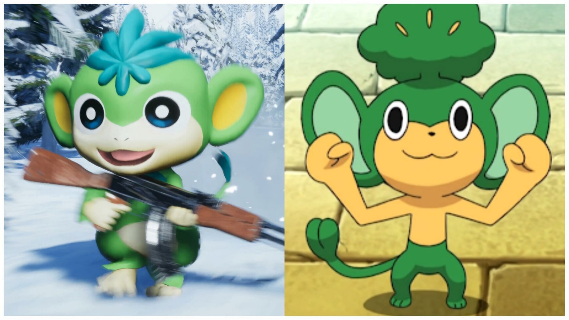 Tanzee and Pansage share a lot of similar features (Image via Pocketpair/ The Pokemon Company)
